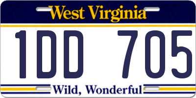 WV license plate 1DD705