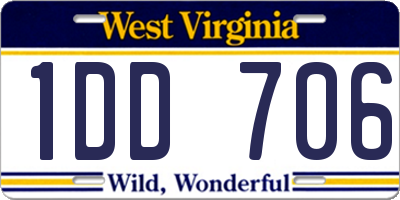 WV license plate 1DD706