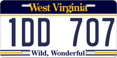 WV license plate 1DD707