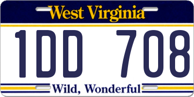 WV license plate 1DD708