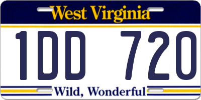 WV license plate 1DD720