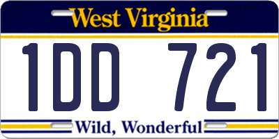 WV license plate 1DD721