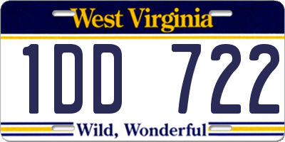 WV license plate 1DD722