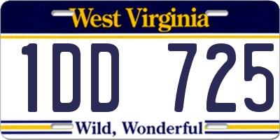 WV license plate 1DD725