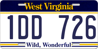 WV license plate 1DD726