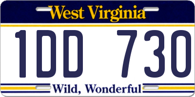 WV license plate 1DD730