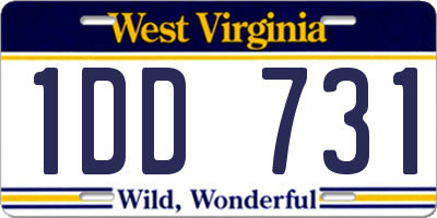 WV license plate 1DD731