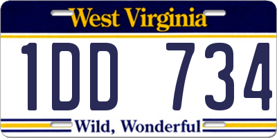 WV license plate 1DD734