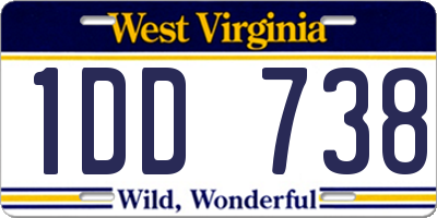 WV license plate 1DD738
