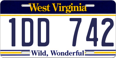 WV license plate 1DD742