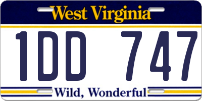 WV license plate 1DD747