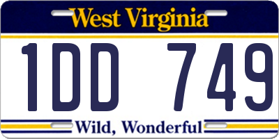 WV license plate 1DD749