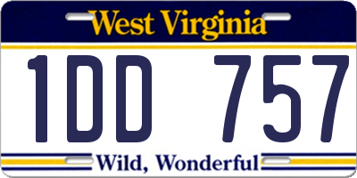 WV license plate 1DD757