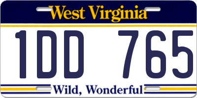 WV license plate 1DD765
