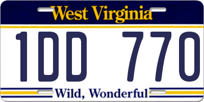 WV license plate 1DD770
