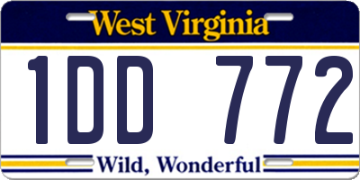WV license plate 1DD772