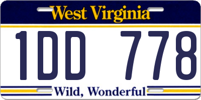 WV license plate 1DD778