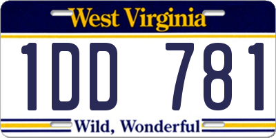 WV license plate 1DD781