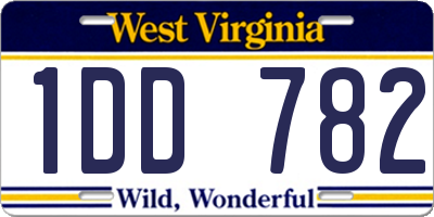 WV license plate 1DD782