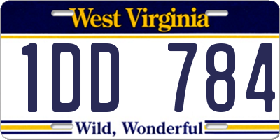 WV license plate 1DD784