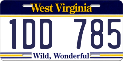 WV license plate 1DD785