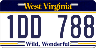 WV license plate 1DD788