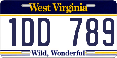 WV license plate 1DD789