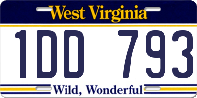 WV license plate 1DD793
