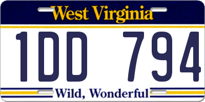 WV license plate 1DD794