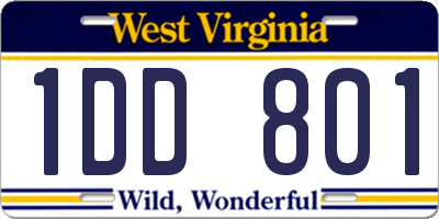 WV license plate 1DD801