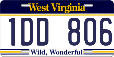 WV license plate 1DD806