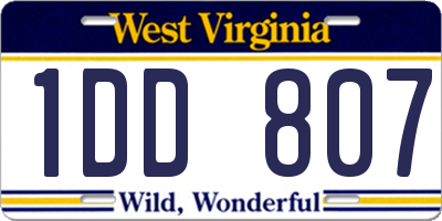 WV license plate 1DD807