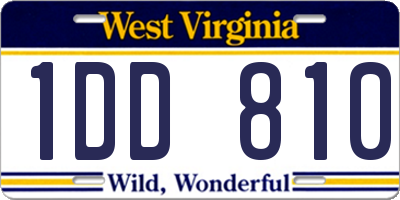 WV license plate 1DD810