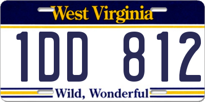 WV license plate 1DD812