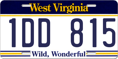 WV license plate 1DD815