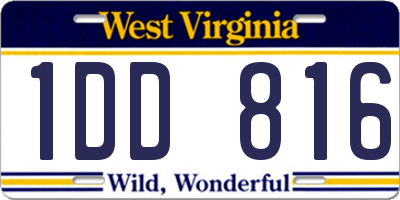 WV license plate 1DD816