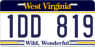 WV license plate 1DD819