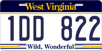WV license plate 1DD822