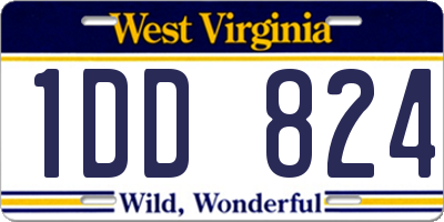WV license plate 1DD824