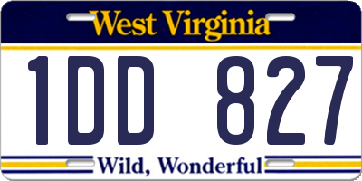 WV license plate 1DD827