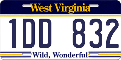WV license plate 1DD832