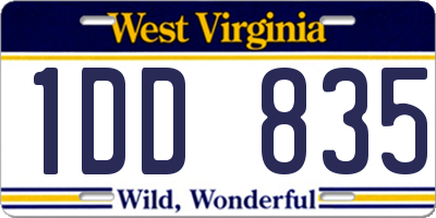 WV license plate 1DD835