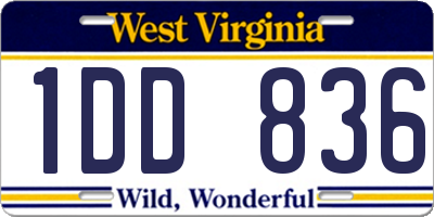 WV license plate 1DD836