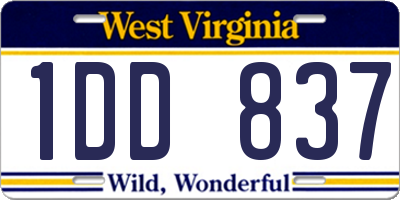 WV license plate 1DD837