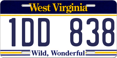 WV license plate 1DD838