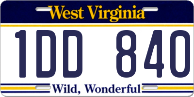 WV license plate 1DD840