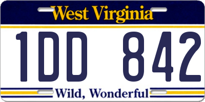 WV license plate 1DD842