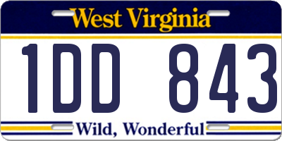 WV license plate 1DD843