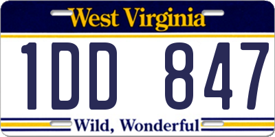 WV license plate 1DD847