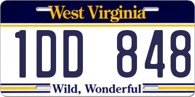 WV license plate 1DD848